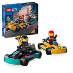 LEGO City Go-Karts and Race Drivers, Racing Vehicle Toy Playset for 5 Plus Year Old Boys, Girls and Fans of Race Car Toys with 2 Driver Minifigures, Small Gift for Preschool Kids 60400