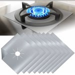 Serbia - 8Pcs Plaque de Cuisson à Gaz Protection en Téflon Argent Plaque Cuisson Gaz Protection Gaziniere Gaz Protection Cuisinière à Brûleurs Gaz