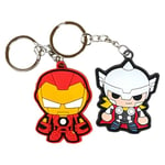 South Coast Jewellery Superhero Keyring Keychain 2D Rubber Bag Pencil Case Charm Pendent Zip Accessory (Iron Man and Thor)