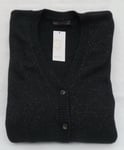 LADIES MARKS AND SPENCER BLACK LONG SLEEVE CARDIGAN WITH GOLD GLITTER SIZE L