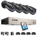 ZOSI 2TB HD 1080P 8CH DVR 1920TVL Outdoor CCTV Home Security Camera System IP66