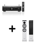 Un ampli Denon PMA-900HNE Noir + une paire d'enceintes colonne Cabasse Jersey MT32/2 Blanc mat