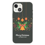 iPhone 15 Plus Flexibel Plast Jule Skal - Merry Christmas - Julkrans och Julklocka