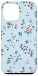 Coque pour iPhone 12 Pro Max Bleu vintage avec petites branches florales