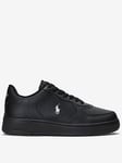 Polo Ralph Lauren Masters Court Leather Trainers - Black/Black, Black/Black, Size 9, Men