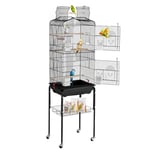 VEVOR Cage Oiseau 45,7 x 35,5 x 151 cm, Grande Cage Oiseaux en Métal avec Support Roulant, Plateau Détachable, Perchoirs, Mangeoires, Jouet, pour Oiseaux d'amour, Perroquets, Perruches, Calopsittes