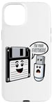 Coque pour iPhone 15 Plus Disquette vers clé USB 90s 00s Ordinateur Drôle Geek Joke