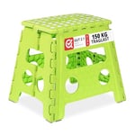 Relaxdays Tabouret Pliable, Plastique, 1 Marche, marchepied pour Enfant, HLP: 32,5x37x30 cm, Max. 120 kg, Vert