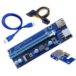 Tlily - 006C PCie 1X à 16X Express Carte de Transfert Graphique pci-e Rallonge Colonne Montante Câble usb 3.0 60 Cm une Alimentation 6 Broches Para