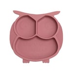 Mr. Wonderful - Assiette en silicone avec ventouse pour bébé - Hibou Rose - Silicone 100% - compatible avec le lave-vaisselle et le micro-ondes