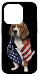 Coque pour iPhone 14 Pro Beagle Dog Patriot Wrap dans le drapeau des USA American Spirit