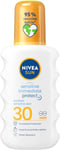 NIVEA SUN Sensitive Immediate Protect SPF30 Spray 200ml, Water-Resistant,