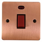 G&H FRG46B Flat Plate Rose Gold 45 Amp DP Cooker Switch & Neon Single Plate