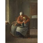 Artery8 Jean Francois Millet The Knitting Lesson Painting Premium Wall Art Canvas Print 18X24 Inch