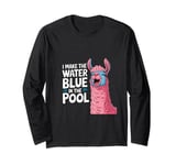 Funny Llama I Make The Water Blue Pool Party Humor Long Sleeve T-Shirt