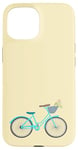 Coque pour iPhone 15 Vélo rétro bleu pour fille avec panier de fleurs