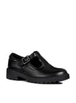 Geox Casey Leather T-bar School Shoes - Black, Black, Size 1.5 Older