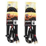 2x PD 2x 6.35mm Mono Male Jack To 2x RCA Phono Male Audio Cables Leads 3m