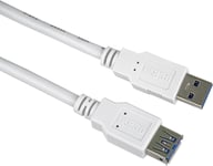 Rallonge USB 3.0,câble de données SuperSpeed jusqu'à 5 Gbit/S,câble de Charge,USB 3.0 Type A Femelle vers mâle,9 Broches,3 blindages,Couleur Blanc,Longueur 1 m