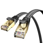 Cat 8 Câble Ethernet 5M, 40Gbps/2000Mhz Haut Débit S/FTP Cable Internet, Plat Tresse RJ45 Gigabit Cable LAN pour PS4/5, Ordinateur, Modem, PC, TV