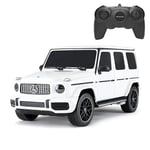 Officially Licensed Mercedes Benz G63 AMG RC Car, 1:24 Scale, White - Remote Controlled with Front Wheel Shock Absorbers, LED Headlights, Suitable for Indoor and Outdoor Play