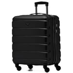 Flight Knight Bagage Cabine Leger a 4 Roues en ABS Approuve par Plus De 30 Compagnies Aeriennes, Dont Air France et easyJet Grand Sac De Cabine - 56x45x25cm (TSA) Noir/Noir