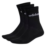 adidas Linear Crew Cushioned 3 Pairs Chausettes hauteur mi-mollet, Black/White, M