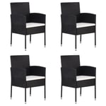 Hot -8944Lot de 4 Chaises de jardin Ergonomique Fauteuils de Jardin Chaises de Camping Chaises d'extérieur Résine tressée Noir