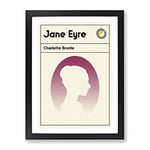 Book Cover Jane Eyre Charlotte Bronte Modern Framed Wall Art Print, Ready to Hang Picture for Living Room Bedroom Home Office Décor, Black A4 (34 x 25 cm)