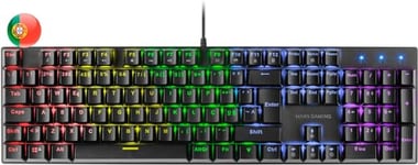 Mars Gaming MK422 Noir, Clavier Mécanique Gaming RGB, Antighosting, Switch Mécanique Marron, Langue Portugaise