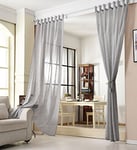 WOLTU® 2 pièces Rideaux Semi-Transparents Déco Chambre Maison, Voilage pour Salon 140x225cm, Gris Foncé