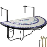 Table De Balcon Rabattable Blanc/Bleu 76 Cm Helloshop26 2208252