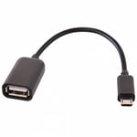 Reekin - Cable OTG USB Femelle Type A vers Micro USB Male Type B 20 cm Noir