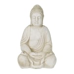 relaxdays Statue Bouddha, résistant aux intempéries et au Gel, Jardin, Grande, extérieur, Zen, HxLxP: 50x33x26 cm, crème 1 unité