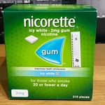 🟢 Nicorette 2mg Icy White Teeth Whitening Nicotine Gum 210 Pieces Quit Smoking