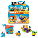 PIRATIX Golden Treasure Series – Captain Pack Bones. Includes 4 Piratix;1 golden captain and 1 surprise piratix, 4 accessories, 1 fortress, 1 cannon, 2 exclusive treasures and 2 flags. Pack 5 out of 6