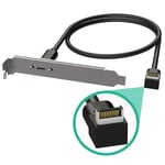 Extension D'En-Tête De Carte Mère Interne Usb3.2 Gen2 2X2 20Gbps Usb-C¿20-Broches A-Key Mâle Avec Couvercle Vers Connecteur Usb-C Femelle Avec Support Pci¿Connecteur À Angle Droit-100Cm