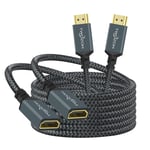 Lot de 2 Câbles d'extension HDMI 5M, rallonge HDMI 4K Mâle vers Femelle, Câble adaptateur HDMI 2.0 en nylon tressé compatible 4K@60Hz 3D HDR 2 Pièces