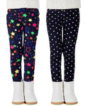 Adorel Legging Chaud Polaire Hiver Pantalon Fille Lot de 2 Points, Étoiles 8-9 Ans (Taille Fabricant: 140)