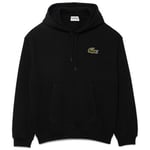 Sweat-shirt Lacoste  SWEATSHIRT À CAPUCHE NOIR  LOOSE FIT AVEC BADGE