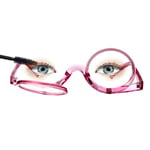 MMOWW Makeup Reading Glasses for Womens, Dual Lens Magnifying Flip-Down Spin Fashion Glasses (Pink, 3.5)