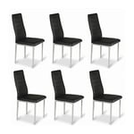 Designetsamaison - Lot de 6 chaises salle à manger noires - Lena