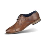 bugatti Homme Chaussure Basse Business en Cuir véritable Lisse, Derby avec Bout croisé et Tige en Relief, Cognac, 40 EU