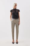 The Founder Petite Metallic Jacquard Slim Tailored Trousers