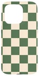 iPhone 15 Pro Green and Cream Classic Checkered Big Vintage Checkerboard Case