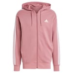 adidas Essentials Sweat-Shirt à Capuche French Terry 3 Bandes Full-Zip pour Homme Preloved Crimson F24 Taille S