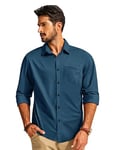 PJ PAUL JONES Chemise à manches longues pour homme - Coupe droite - Chemise d'affaires décontractée avec poche, bleu foncé, XL