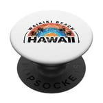 Waikiki Beach Rainbow Hawaïen Rétro PopSockets PopGrip Adhésif