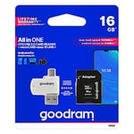 Card Memory with Adapter and Card Reader GOODRAM All in One M1A4-0160R12 (16GB, Class 10, Adapter, Memory Card, MICROSDHC Card R