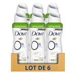 Dove Déodorant Femme Spray Compressé 0% Original, anti-irritation, sans alcool, protection & soin 48h (Lot de 6x100mL)